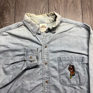 Vintage 1997 Scooby-Doo Cartoon Network Denim Shirt Mens Large Light Wash USA